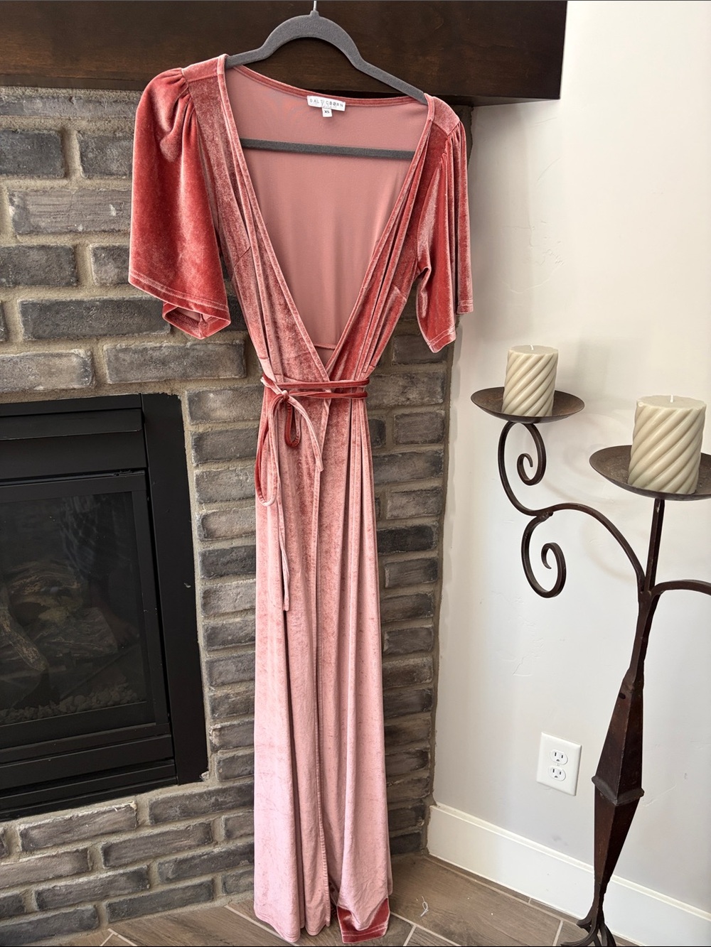 Baltic Born Velvet Wrap Maxi Dress - Rose